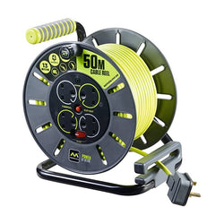 BG Masterplug 4 Socket 50M 13A Open Cable Reel, Green - OLU50134SL-PX