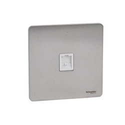 Schneider USFP Single RJ45 Data Socket White Insert Stainless Steel - GU7471WSS