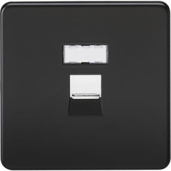 Knightsbridge Screwless RJ45 network outlet - matt black with chrome shutter - SFRJ45MB