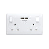 BG Nexus White Single 2 Gang Plug Socket with 2 x USB Outlets 13A - 822U3