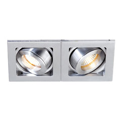 Aurora Adjustable IP20 GU10 Non-Integrated Twin Downlight Satin Silver - AU-MGU102SS