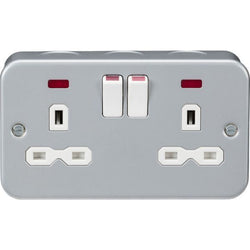 Knightsbridge Metal Clad 13A 2G DP switched socket with neon - MR9000N