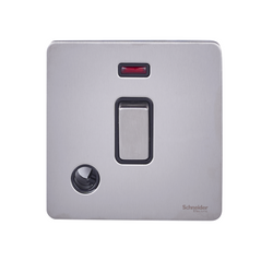 Schneider USFP 20A Double Pole Switched Flex Outlet & Neon Black Insert Stainless Steel - GU2414BSS