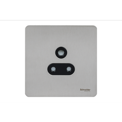 Schneider USFP 5A 1G RND PIN Unswitched Socket Black Insert - Stainless Steel - GU3480BSS