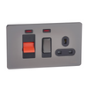 Schneider USFP 45A Cooker Switch with 13A Socket & Neon Black Insert - Black Nickel - GU4401BBN