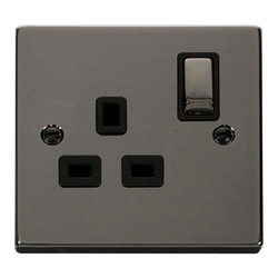 Click Scolmore Deco 13A 1 Gang Plug Socket - VPBN535BK