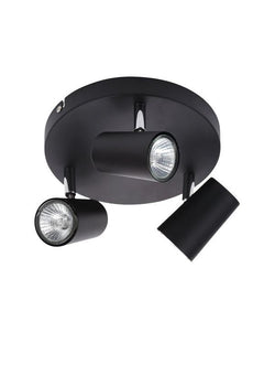 Forum Harvey 3 Light Plate GU10 Spotlight - Black - INL-31776-BLK