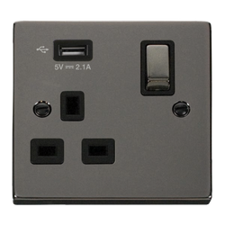 Click Scolmore Deco 2.1A USB 1 Gang Plug Socket - VPBN571UBK