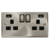 Click Scolmore Deco Ingot 2 Gang 13A 2x USB-A 4.2A Switched Socket - VPSC580BK