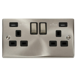 Click Scolmore Deco Ingot 2 Gang 13A 2x USB-A 4.2A Switched Socket - VPSC580BK