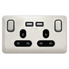 Schneider LSD 2G 13A SP 2USB Black Insert - Stainless Steel RP - GGBL30202USBABSSS