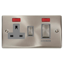 Click Scolmore Deco Ingot 45A Cooker Switch Unit with 13A 2 Pole Neon Switched Socket - VPSC505GY