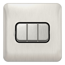 Schneider LSD 10AX 3G 2W Switch Black Insert - Stainless Steel - GGBL1032BSS