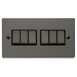 Click Scolmore Deco 10A 6 Gang 2 Way Rocker Switch - VPBN416BK