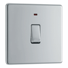 BG Screwless Flatplate Polished Chrome Single Switch, 20A With Power Indicator - FPC31