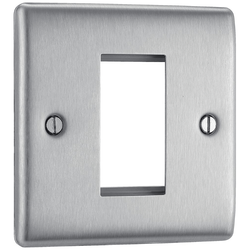 BG Nexus Metal Single Euro Module Blanking Plate - Brushed Steel - NBSEMS1