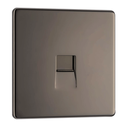 BG Screwless Flatplate Black Nickel Single Master Telephone Socket - FBNBTM1
