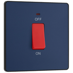 BG Evolve Matt Blue 45A Small Plate 2-Pole Switch With LED Power Indicator - PCDCP74B