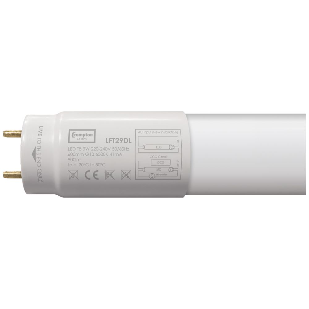 LED G13 T8 Full Glass Tube 2ft 588mm 9W Daylight