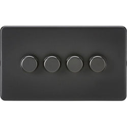Knightsbridge Screwless 4G 2-way 10-200W (5-150W LED) trailing edge dimmer - Matt Black - SF2184MBB