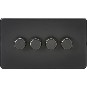 Knightsbridge Screwless 4G 2-way 10-200W (5-150W LED) trailing edge dimmer - Matt Black - SF2184MBB