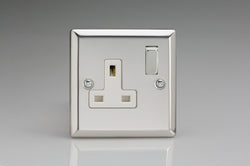 Varilight Classic 1 Gang Double Pole Socket With Metal Switch Rocker (Single XC4DW)-Polished Chrome - XC4DW