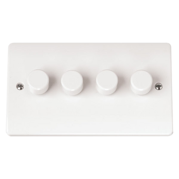 Click Scolmore Mode 13A 4 Gang 2 Way Dimmer Switches Polar White - CMA148