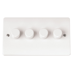 Click Scolmore Mode 13A 4 Gang 2 Way Dimmer Switches Polar White - CMA148