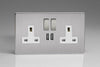 Varilight 2-Gang 13A Double Pole Switched Socket with Metal Rockers + 2 5V DC 2100mA USB Charging Ports - XDS5U2SWS