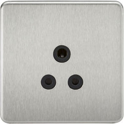 Knightsbridge Screwless 5A Unswitched Socket - Brushed Chrome with Black Insert - SF5ABC