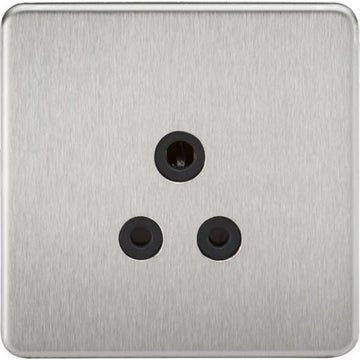 Knightsbridge Screwless 5A Unswitched Socket - Brushed Chrome with Black Insert - SF5ABC