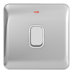 Schneider LSD 20AX Double Pole Switch LED Indicator White Insert Polished Chrome - GGBL2011WPC