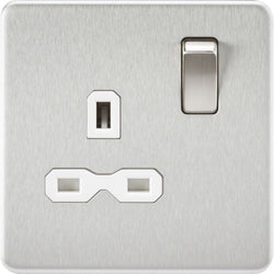Knightsbridge Screwless 13A 1G DP switched Socket - Brushed Chrome with white Insert - SFR7000BCW