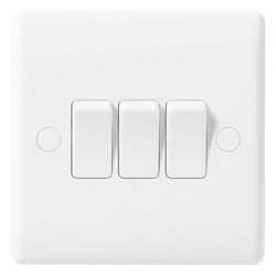 BG Nexus White 3 Gang 2 Way Rocker Switch 10A - 843