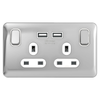 Schneider LSD 2G 13A SP 2x USB White Insert Polished Chrome - GGBL30202USBAWPCS