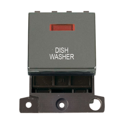 Click Scolmore MiniGrid 20A Double-Pole Ingot & Neon Dishwasher Switch Black Nickel - MD023BN-DW