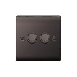 BG Nexus Metal Black Nickel Double Intelligent Led Dimmer Switch, 2-Way Push On/Off - NBN82