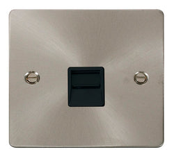 Click Scolmore Define Brushed Steel 1 Gang Telephone Outlet With Black - FPBS120BK