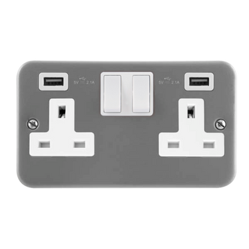 Click Scolmore Essentials 2 Gang Plug Socket With USB 4.2A - CL780