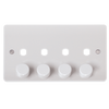 Click Scolmore MiniGrid Mode 4 Gang Double Dimmer Plate & Knobs White - CMA148PL