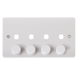 Click Scolmore MiniGrid Mode 4 Gang Double Dimmer Plate & Knobs White - CMA148PL