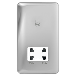 Schneider LSD Shaver Socket 115/230V White Insert Polished Chrome - GGBL7090WPCS