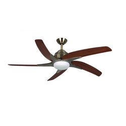 Fantasia Elite Viper Plus 54inch. Ceiling Fan with Dark Oak Blade & LED Light - Antique Brass - 116097