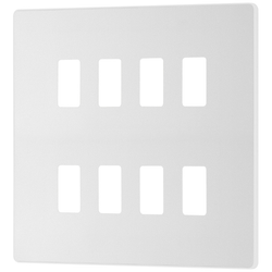 BG Evolve 8 Gang Grid Front Plate - Pearlescent White (White) - RPCDCL8W