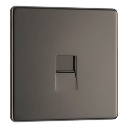 BG Screwless Flatplate Black Nickel Single Slave Telephone Socket - FBNBTS1