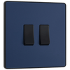 BG Evolve Matt Blue Double Light Switch 20A 16AX 2 Way - PCDDB42B
