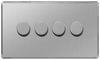BG Nexus Flatplate Screwless Brushed Steel 4 Gang 2 Way Intelligent Leading Edge Dimmer Switch Push On/Off  - FBS84P