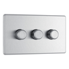 BG Screwless Flatplate Brushed Steel Triple Intelligent Led Dimmer Switch, 2-Way Push On/Off - FBS83