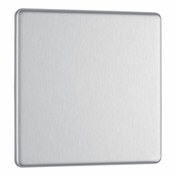 BG Screwless Flatplate Brushed Steel Single Blank Plate - FBS94