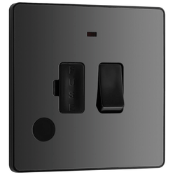 BG Evolve Black Chrome Switched 13A Fused Spur Unit With Power LED Indicator And Flex Outlet - PCDBC52B